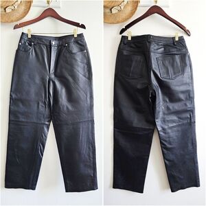 VTG Newport News Jeanology Collection Black Genuine Leather Pants Women's Sz M?